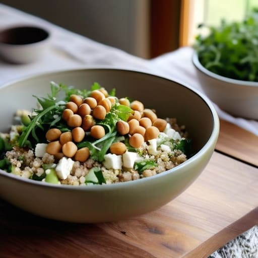 The "No-Cook" Mediterranean Bowl with chickpeas.